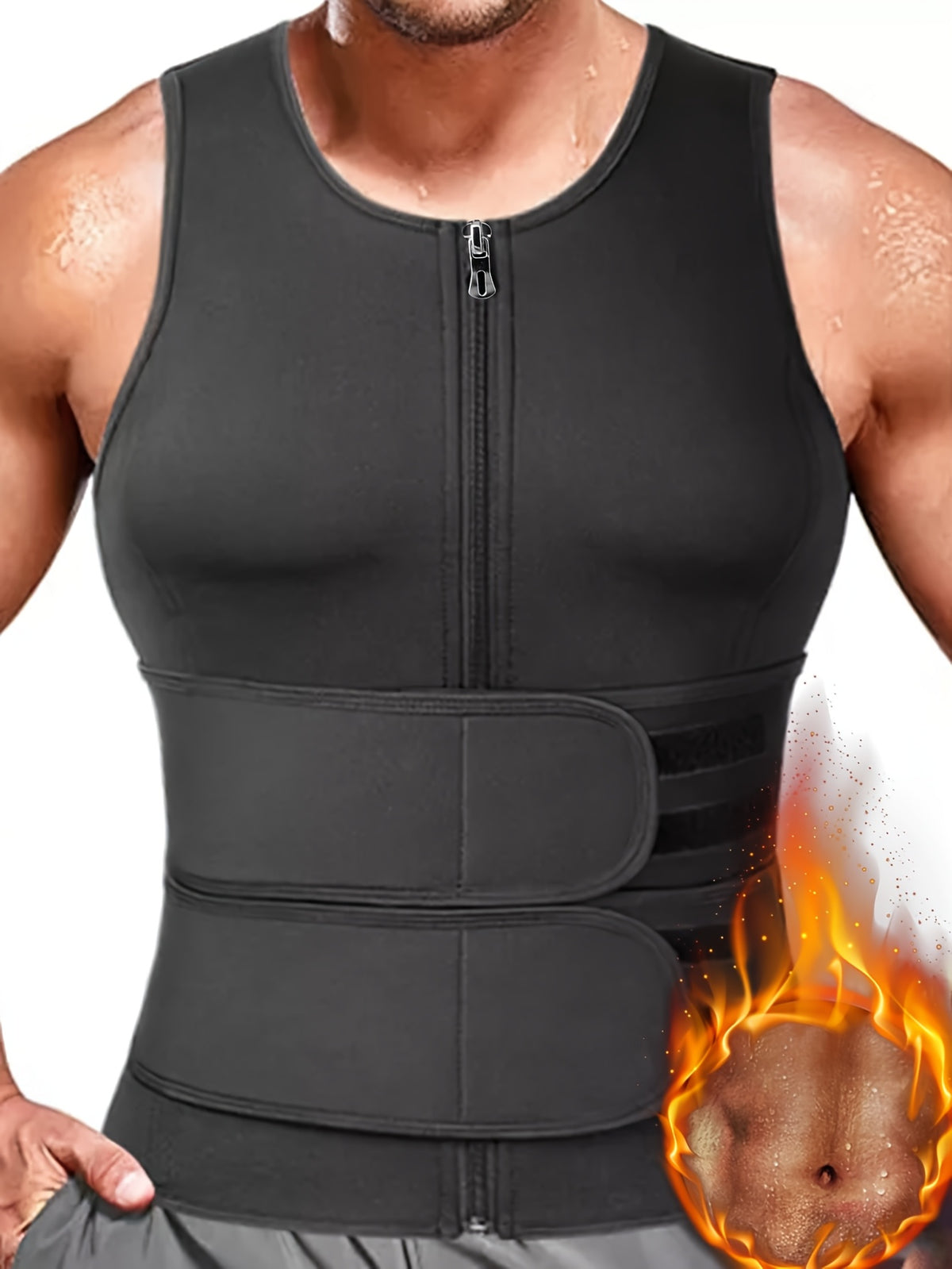 صدرية رياضية من المطاط الكلوروبرين للرجال مع حزام قابل للتعديل لتقوية الخصر