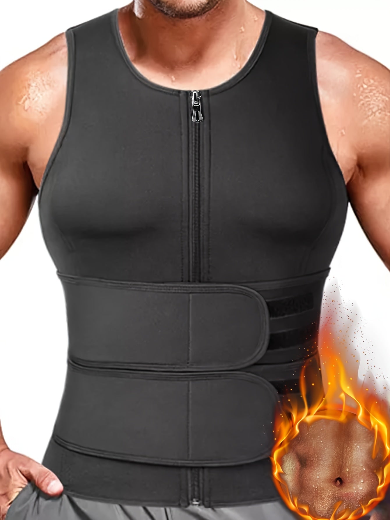 صدرية رياضية من المطاط الكلوروبرين للرجال مع حزام قابل للتعديل لتقوية الخصر