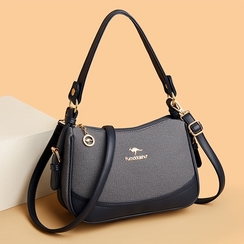 حقيبة كتف نسائية من فوموديتو 2024، سعة كبيرة بلون صلب مع إغلاق بسحاب، موضوع أوربي، مبطنة بالبوليستر، حقيبة كروس جيب متعددة الاستخدامات