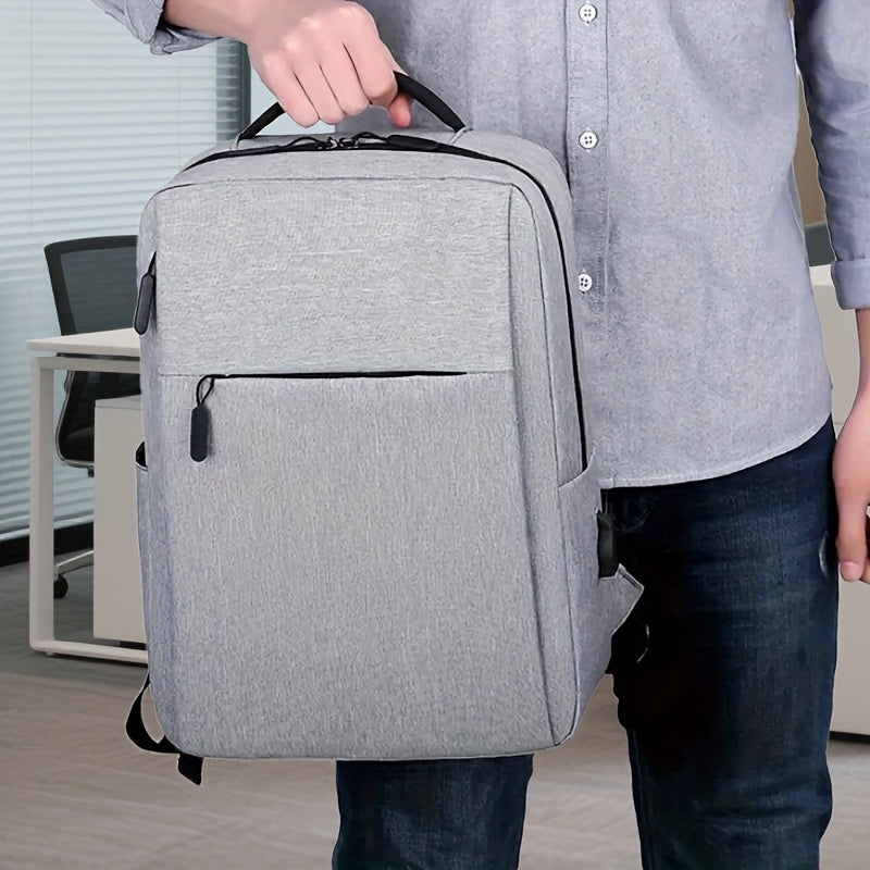 حقيبة ظهر للكمبيوتر المحمول من قماش أكسفورد رمادي أنيق للرجال - متعددة الاستخدامات وخفيفة الوزن بسعة كبيرة للعمل والسفر مع أقسام متعددة، مثالية للكلية والجامعة والاستخدام المهني، حقيبة ظهر للكمبيوتر المحمول | حقيبة ظهر أنيقة | حقيبة قماش أكسفورد، حقيبة ظه