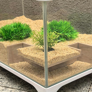 زاوية نفق ديكور الحوض | مخبأ للأسماك من راتنج ABS، مناسب لقتال الأسماك واللواش | منظر طبيعي تحت الماء واقعي تحت عشب أخضر كثيف | موطن مائي متعدد الاستخدامات | ملجأ أسماك متين وآمن | تعزيز البيئة الطبيعية، حديقة ترفيهية تحت الماء | تصميم عصري | أمان للأسماك