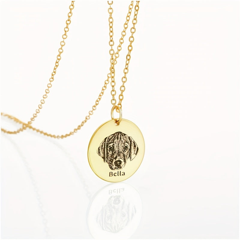 قلادة بورتريه الحيوان الأليف الشخصية، مجوهرات محفورة حسب الطلب مع صورة واسم الحيوان الفعلي، مجوهرات تذكارية للحيوانات الأليفة مصنوعة يدويًا، هدية عيد ميلاد، عيد الميلاد، عيد الحب لمحبي الحيوانات الأليفة