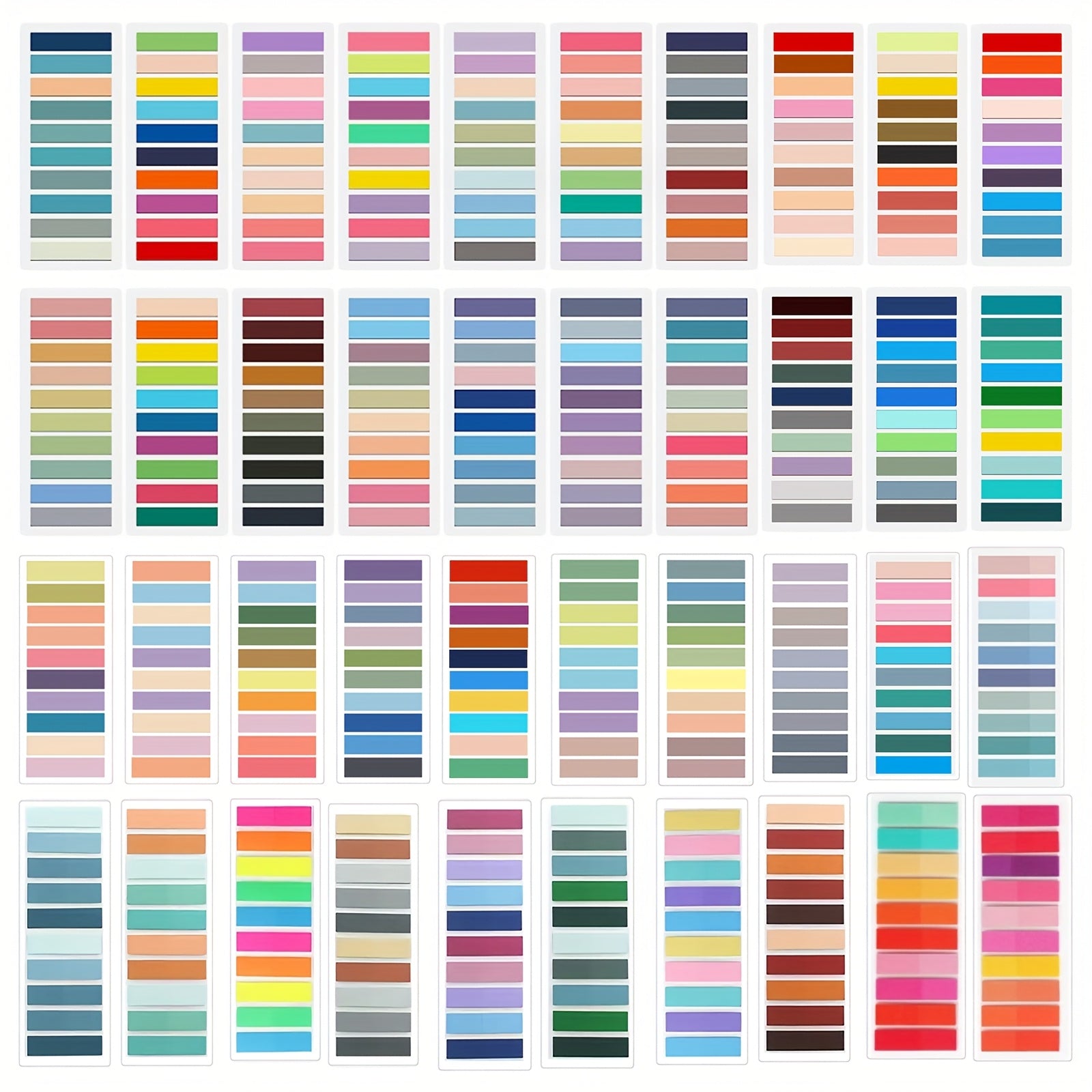 40 قطعة (8000 ورقة) ملصقات مؤشر ملونة - علامات بلاستيكية مفرغة مستطيلة شفافة للمكتب والمدرسة وتنظيم المنزل، التنظيم المنزلي | ملصقات ملونة | ملصقات شفافة