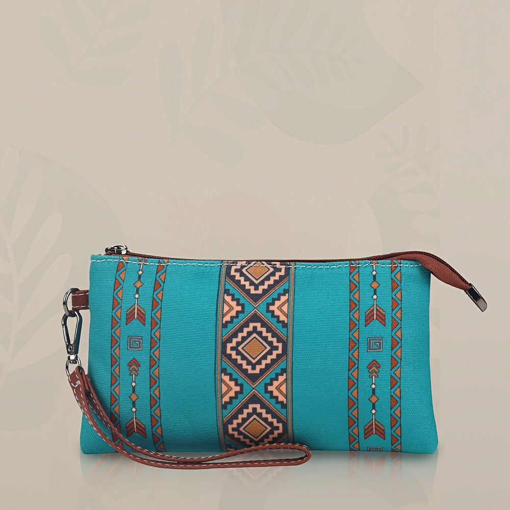 حقيبة محفظة بوهيمية نمط قديمة، محفظة قماشية رجعية للعملات، حافظة بطاقات ومعصم نمط إثني للنساء