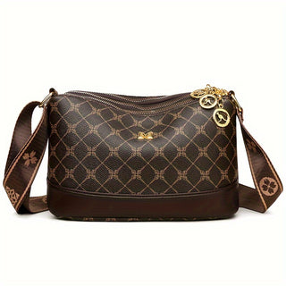 حقيبة كروس بودي نسائية أنيقة بتصميم هندسي، حزام كتف قابل للتعديل، إغلاق بسحاب، وتبطين بوليستر - متوفرة بألوان البيج، الأبيض، والبني - مثالية للاستخدام اليومي، حقيبة سفر آمنة | كلاسيكية أنيقة | حقيبة صغيرة