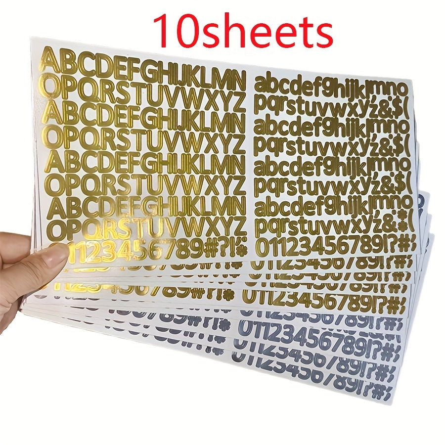 1310 قطعة / 5 أوراق ملصقات ذاتية اللصق مقاومة للماء بحروف ذهبية وفضية بقياس 1.27 سم، مادة الفينيل، تسميات للمكتب والمدرسة ووضع العلامات في المنزل، الحرف الفنية، زجاجات المياه، الأكواب، الظروف، ديكورات البطاقات