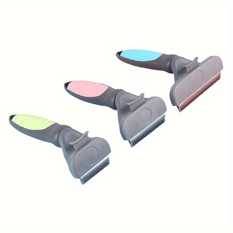 فرشاة تنظيف ذاتية للكلاب والقطط - مشط مزدوج الوظيفة لإزالة الشعر المتساقط وتشابك الفراء، مثالي للفراء القصير أو الطويل، متوفر بالألوان الأزرق/الأصفر/الوردي