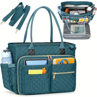 1 قطعة حقيبة توت مدرسية نايلون مينيمالية مع جيب للكمبيوتر المحمول 39.62 سم، جيب معزول، حزام كتف قابل للفصل، إغلاق بسحاب، حقيبة رسول مبطنة بالبوليستر للمكتب، الكلية، التنقل اليومي - أسود، حقيبة توت للمدرسة