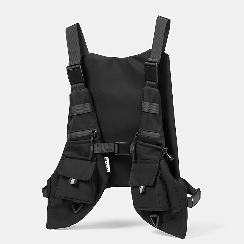 حقيبة تكتيكية متعددة الجيوب للرجال، تستخدم في الهواء الطلق، مصنوعة من نايلون، تحتوي على جيب صدري وحزام قابل للتعديل، إغلاق بواسطة سحاب، مناسبة للسفر والاستخدام اليومي