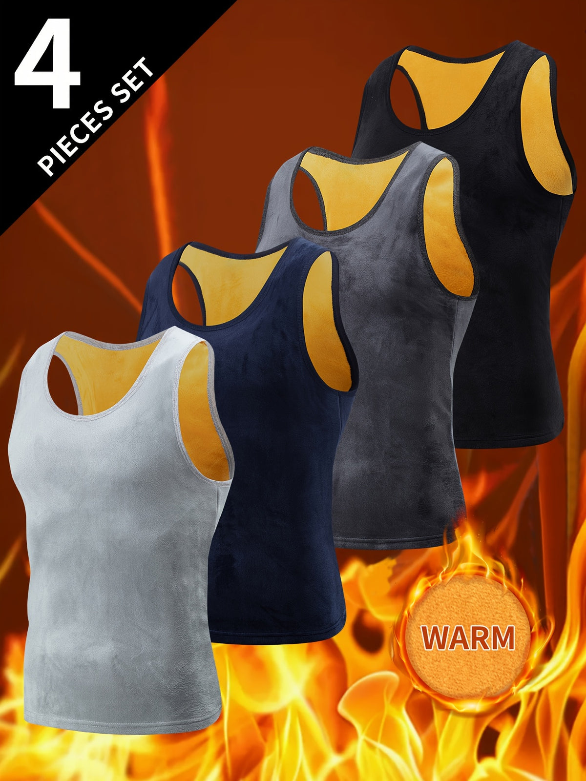 مجموعة من 4 قطع من قمصان الرجال الدافئة من الصوف الناعم، مصنوعة من نسيج البوليستر المحبوك، بلون سادة، ياقة دائرية، قصة ضيقة، تمتد قليلاً، ضروريات التطبيق الشتوي، سميكة.