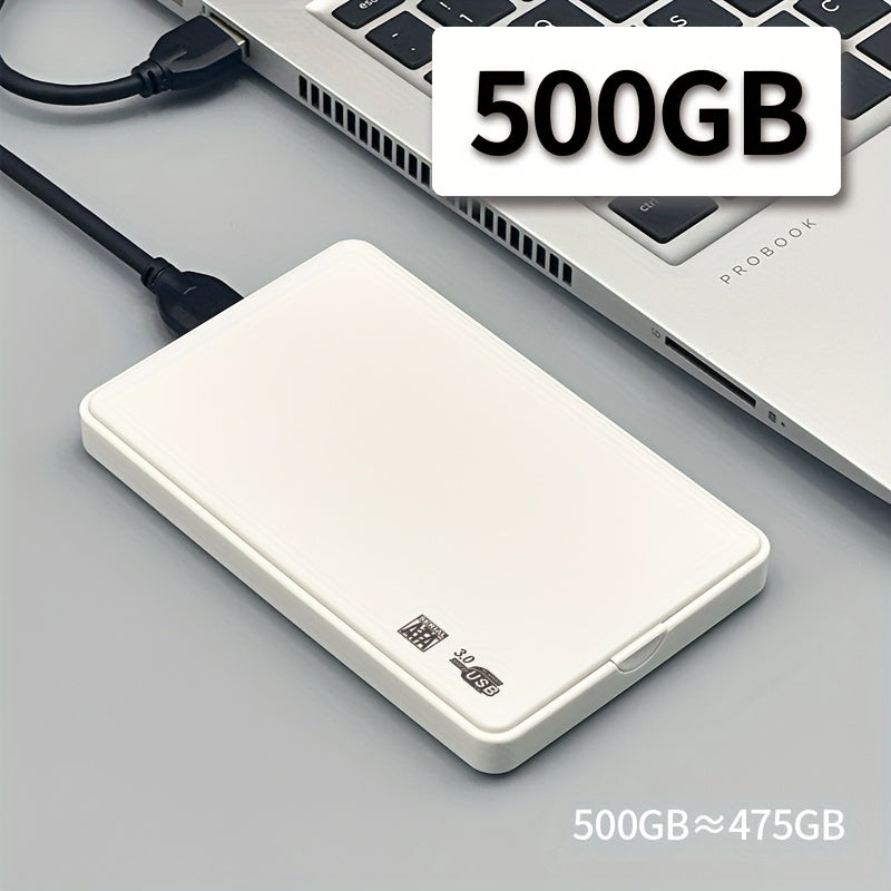 قرص صلب خارجي محمول سعة 320 جيجابايت / 500 جيجابايت / 1 تيرابايت بتقنية نقل بيانات عالية السرعة USB 3.0، نظام ملفات NTFS للابتوب والكمبيوتر المكتبي - تصميم أنيق باللون الأبيض والأسود، نسخ احتياطي وسخّان لصور ومقاطع الفيديو