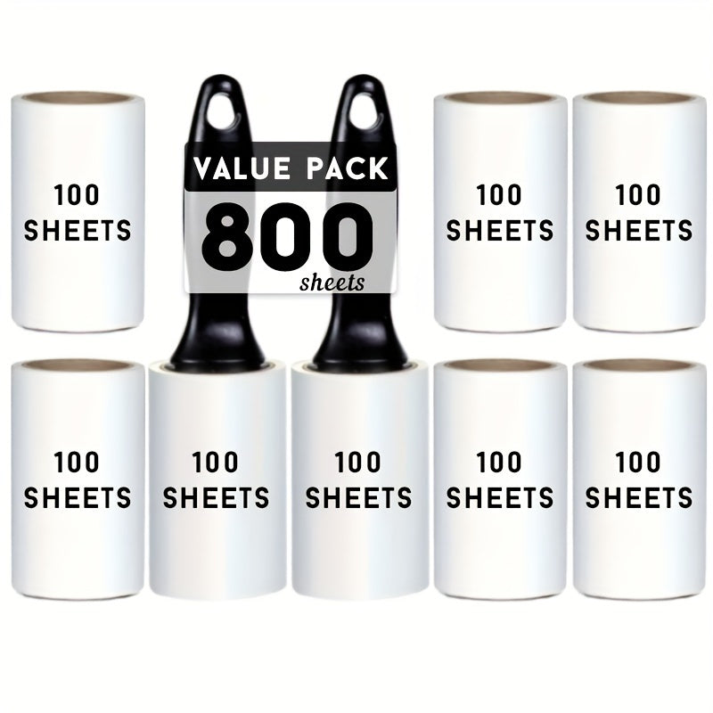 مجموعة من 100 ورقة لاصقة إضافية لإزالة شعر الحيوانات الأليفة - تنظيف سهل للملابس والأثاث | مثالية لمالكي الكلاب والقطط | مادة بلاستيكية