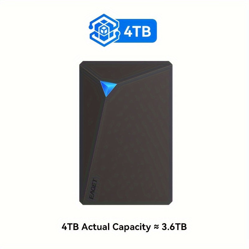 قرص صلب خارجي محمول EAGET USB 3.0 - قرص ميكانيكي قابل للتشغيل، نظام ملفات NTFS، سعة 250 جيجابايت/500 جيجابايت/1 تيرابايت/4 تيرابايت، نقل بيانات بسرعة عالية، متوافق مع أجهزة الكمبيوتر المحمولة، نسخة آمنة للألعاب، الملفات، الفيديو، الموسيقى، جهاز تخزين البي