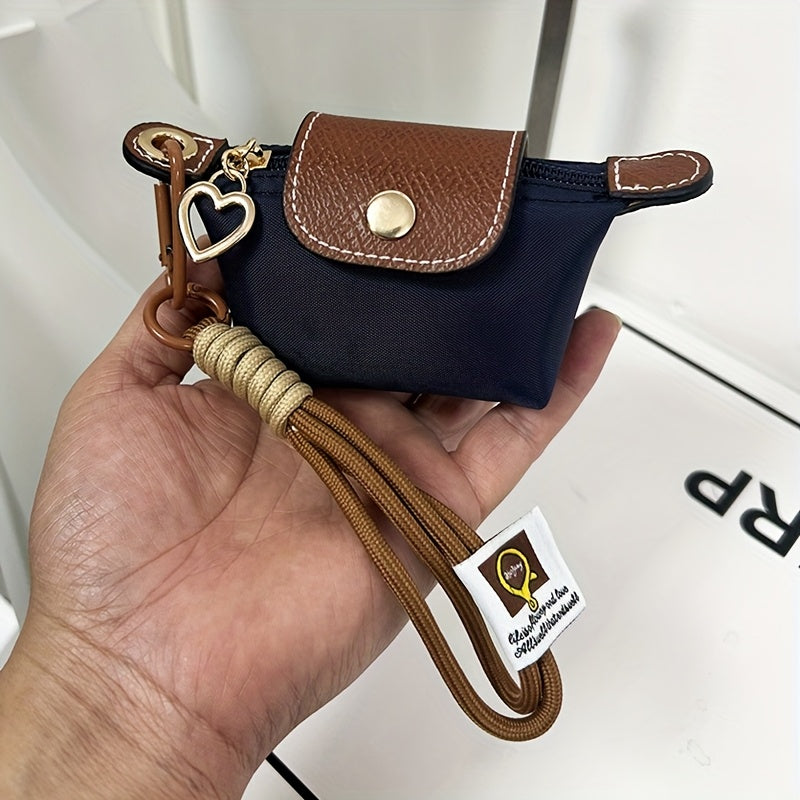 حقيبة نسائية صغيرة جدًا من النايلون بحزام مضفر وإغلاق بزر - محفظة نقود مدمجة لأحمر الشفاه، مفاتيح، سماعات أذن - أسود، بني، رمادي، أبيض، حقيبة جميلة، جيب إكسسوار صغير، منظّم للمفاتيح، زر إغلاق متين