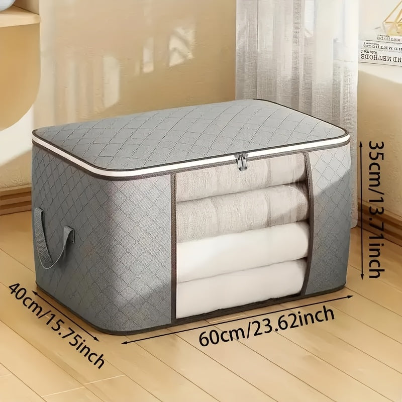 مجموعة من 8 قطع، 90 لترًا من أكياس تنظيم كبيرة لغرفة الملابس وغرفة التخزين مع مقابض معززة، صناديق تخزين قابلة للطي مع أغطية، مناسبة للملابس والبطانيات وتخزين الفراش، رمادي فاتح، تخزين تحت السرير