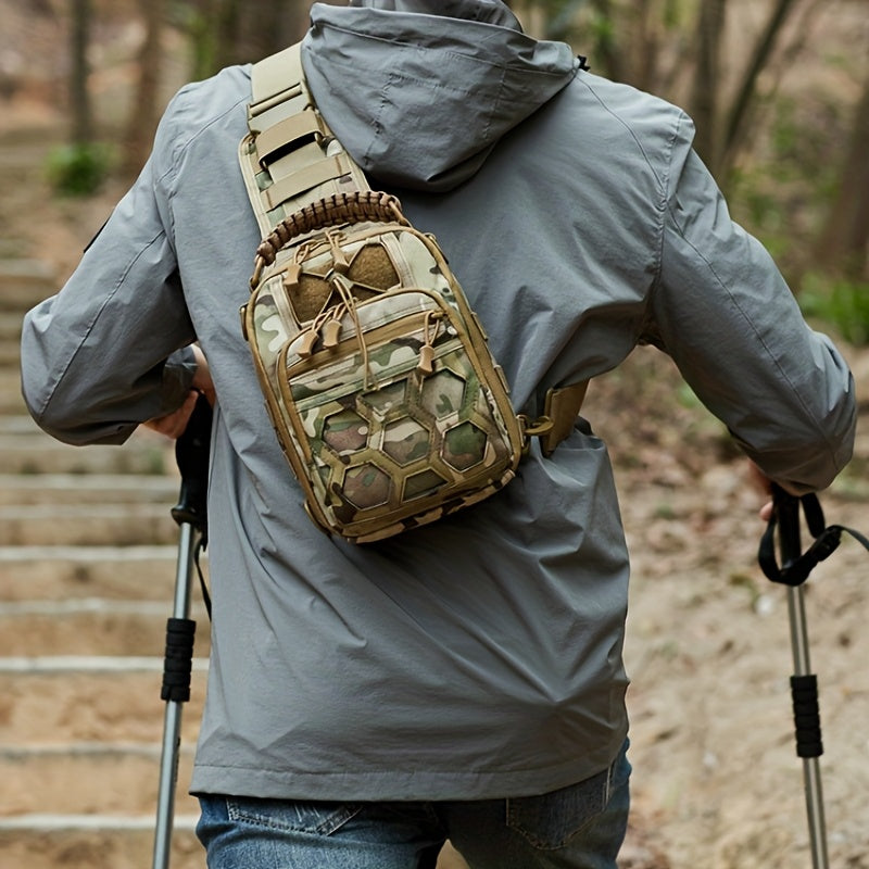 حقيبة صدر متعددة الوظائف للرجال للمشي في الهواء الطلق، حقيبة كتف عصرية للرجال، حقيبة كروسبودي، حقيبة يد، مناسبة للسفر الخارجي وتسلق الجبال والمشي