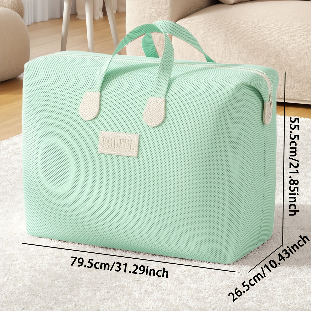 1 قطعة حقيبة تخزين قابلة للطي من YOUFEN - سعة كبيرة مع مقابض متينة وإغلاق بسحاب، قماش غير منسوج متين للألحفة والملابس والأغطية ولعب الأطفال - ألوان متنوعة، منظف للملابس وتنظيم المنزل، تصميم عادي