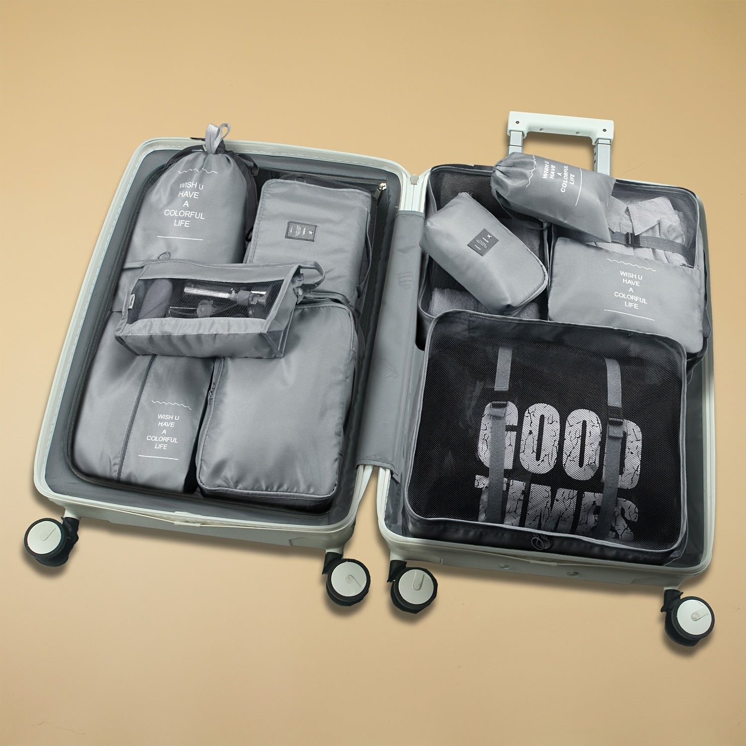 11 قطعة/1 قطعة، مجموعة منظم السفر مع حقيبة أدوات النظافة الشخصية، مكعبات التعبئة القابلة للطي، أكياس تخزين الملابس والأحذية البوليستر، حقائب الأمتعة برباط، تغليف سفر فعال - مقاسات وألوان متعددة