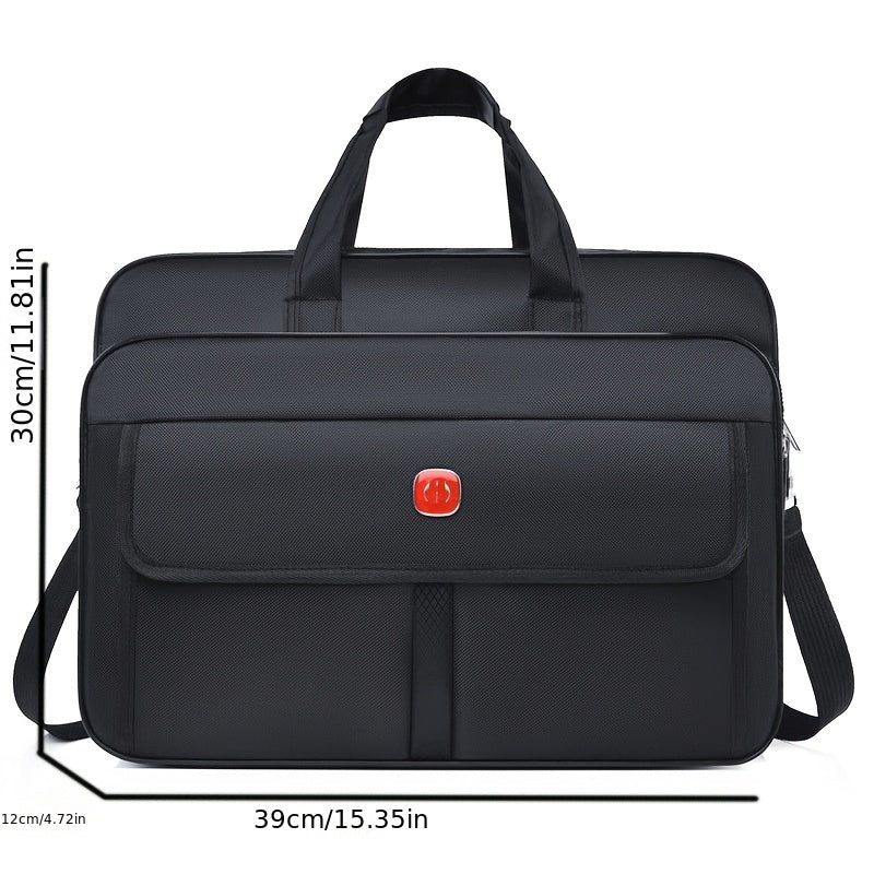 حقيبة ظهر متينة للرجال - حقيبة كمبيوتر محمول بسعة كبيرة مع أحزمة كتف قابلة للتعديل، عدة أقسام وإغلاق سريع بسحاب، قماش أكسفورد أسود للمشي إلى المكتب، السفر، العمل - هدية مثالية للمحترفين، حقيبة حمل الكمبيوتر المحمول، إكسسوار احترافي، تصميم أنيق، بناء قوي