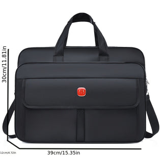 حقيبة ظهر متينة للرجال - حقيبة كمبيوتر محمول بسعة كبيرة مع أحزمة كتف قابلة للتعديل، عدة أقسام وإغلاق سريع بسحاب، قماش أكسفورد أسود للمشي إلى المكتب، السفر، العمل - هدية مثالية للمحترفين، حقيبة حمل الكمبيوتر المحمول، إكسسوار احترافي، تصميم أنيق، بناء قوي