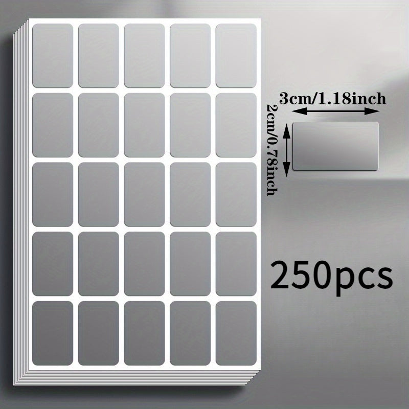 250/500 ملصقات ملصقات فضية، ملصقات لاصقة مقاومة للماء والزيت - مناسبة لتنظيم المكتب والمنزل والهاتف المحمول وأبواب التخزين والمجلدات - سطح كتابة متين، عناوين ذاتية التعيين، علب الطعام، الثلاجات، إلخ، مستلزمات مكتبية