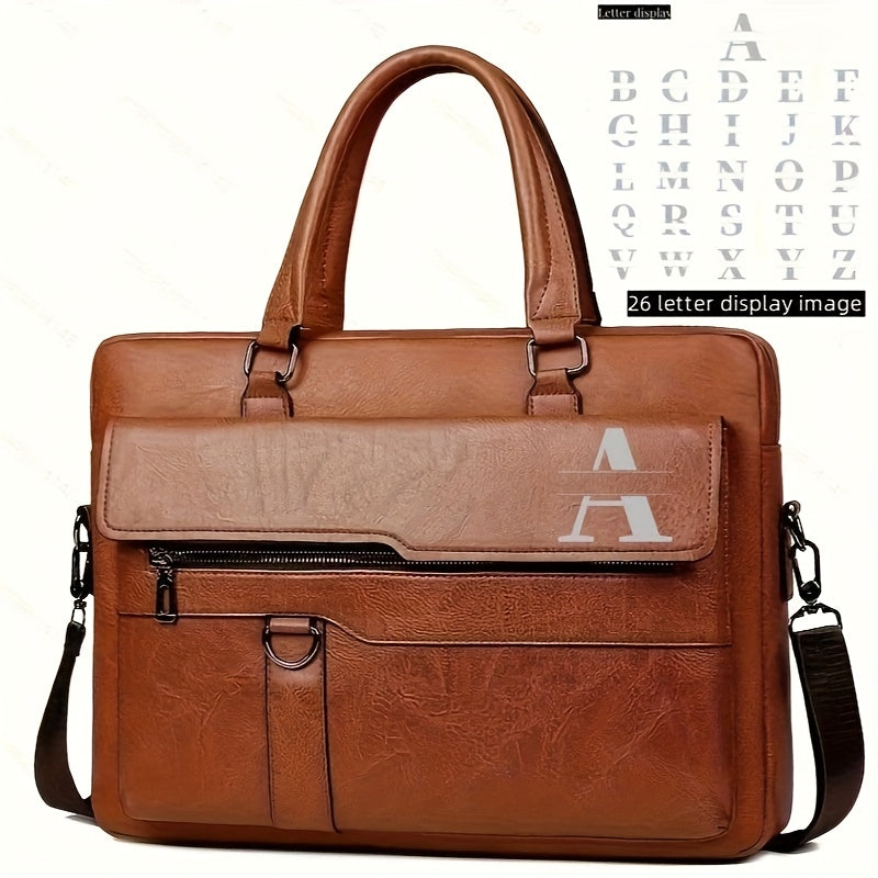 حقيبة كتف كاجوال للأعمال للرجال بتصميم شخصي، مقاس 1 قطعة، مقصورات متعددة، حزام قابل للتعديل وجيب بسحاب، اللون البني/أسود - مثالية للاستخدام اليومي والتقديم كهدية في عيد الأب، عيد الحب، عيد الشكر، عيد الميلاد، حقيبة كروس