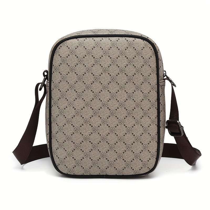 حقيبة كروس بودي رجالية LUMG للتنقل اليومي - حزام قابل للتعديل، نمط مربعات، جيوب بسحاب متعددة - أسود أنيق للسفر والعمل والمواصلات - قماش متين، فكرة هدية ليوم الأب، حقيبة يد عصرية، إكسسوار عصري، تصميم كلاسيكي، بناء قوي