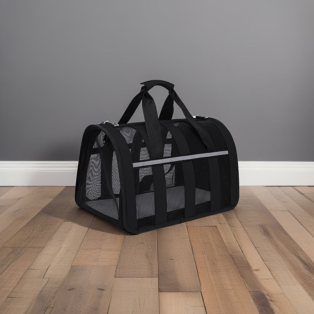 حقيبة سفر للحيوانات الأليفة - محمولة وقابلة للطي مع سحاب قفل للكلاب والقطط، مقبض متين، خفيفة الوزن، حقيبة سفر للحيوانات الأليفة | تصميم مدمج | إغلاق آمن، أساسيات السفر للحيوانات الأليفة