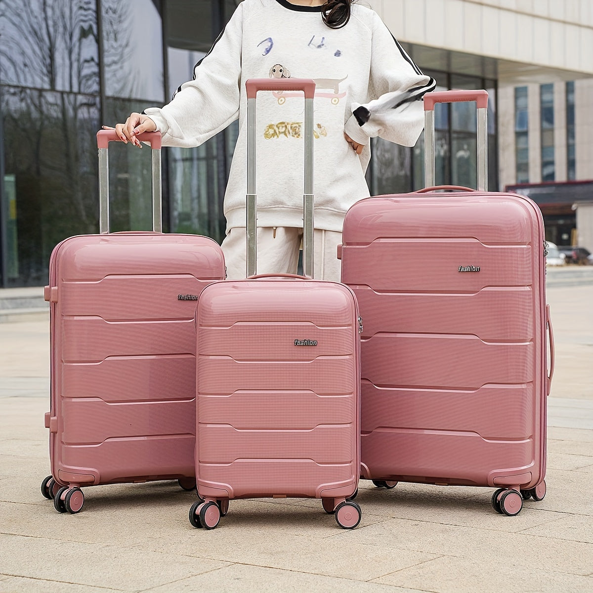 مجموعة حقائب صلبة، 3 قطع عجلات دوارة حقيبة سفر مع قفل كلمة مرور، خفيفة الوزن 20''24''28'' حقيبة عربة سفر