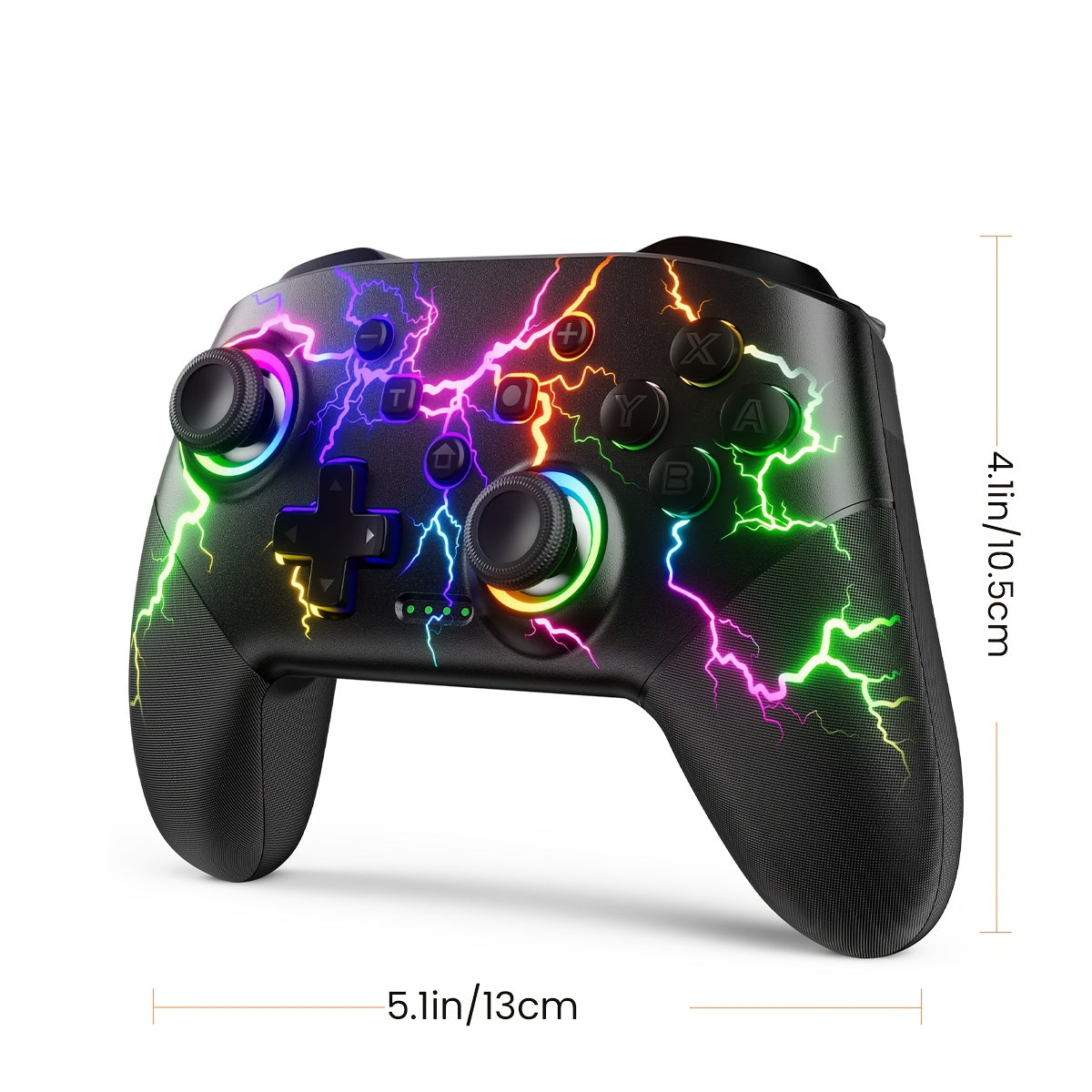 جهاز تحكم ألعاب VOYEE اللاسلكي القابل لإعادة الشحن ببطارية ليثيوم بوليمر، قابل للبرمجة جزئيًا، مزود بتحكم في الحركة بزاوية 6 محاور، 4 أوضاع إضاءة، وظيفة انفجار متعددة الجولات، باللون الأسود اللامع، متوافق مع سويتش، سويتش OLED، سويتش لايت، والكمبيوتر (ويند