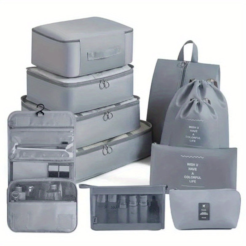 11 قطعة / مجموعة أكياس تخزيم السفر حقيبة الأمتعة حقيبة الملابس مكعبات تعبئة الحالات الحمام غسيل الحقيبة الملابس الأحذية الملابس الداخلية حقيبة تعبئة