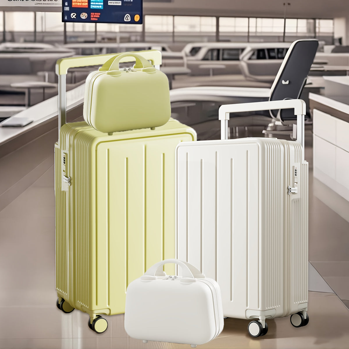 2 قطعة من الأمتعة أنيقة وخفيفة الوزن للنساء، 12+20 بوصة، قشرة ABS، إغلاق بسحاب، قفل كومبيناسيون، عجلات دوارة، سهلة التنظيف، حقيبة سفر، غسيل يدوي أو تنظيف جاف احترافي، حقيبة سفر | حقيبة سفر حديثة | عجلات دوارة متينة، حقيبة سفر للسفر