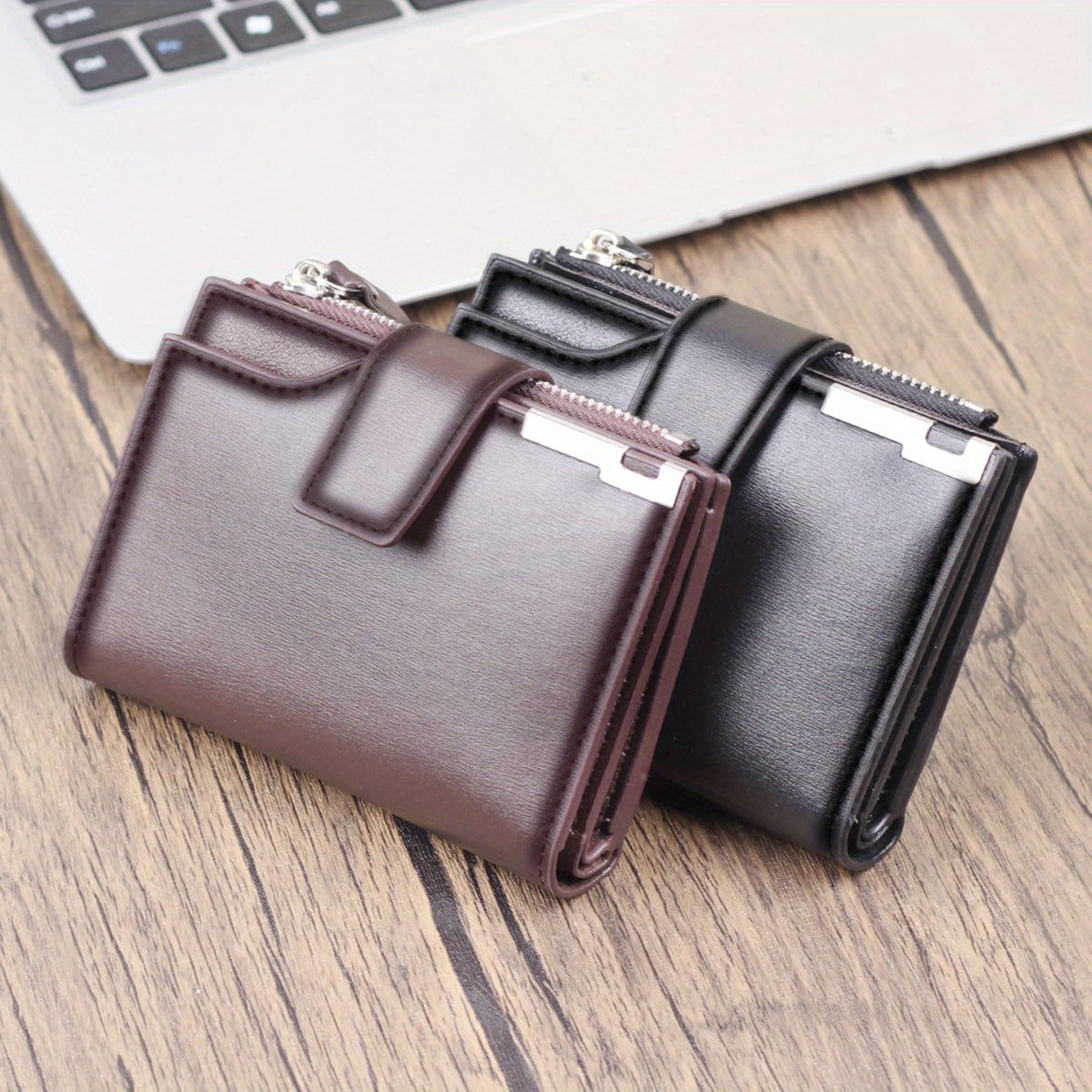 1 قطعة محفظة متقاطعة للرجال - مشبك نقود قصير من الجلد الصناعي الأنيق مع جيب عملات معدنية وظيفي، إغلاق بزر وأستنزاف، تصميم مدمج للاستخدام اليومي، محفظة يومية | محفظة أنيقة | إغلاق زر معدني، محفظة صغيرة