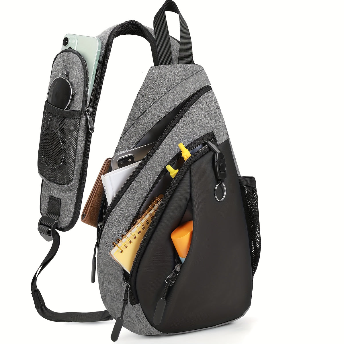 حقيبة كتف NUBILY للرجال بسعة كبيرة مع حامل هاتف، خفيفة ومقاومة للسرقة للاستخدام الخارجي والتنقل والمدرسة والسفر والرياضة والترفيه - أسود، إكسسوار للمواصلات | تصميم عملي ومتعدد الاستخدامات | حقيبة كروسبودي