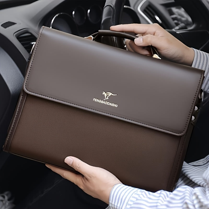 حقيبة كتف رجالية، تصميم احترافي، مطرز على شكل أظافر، مقبض واحد علوي، حزام كتف بطول 110.01 سم، متين، مناسب للتنقل اليومي والاجتماعات