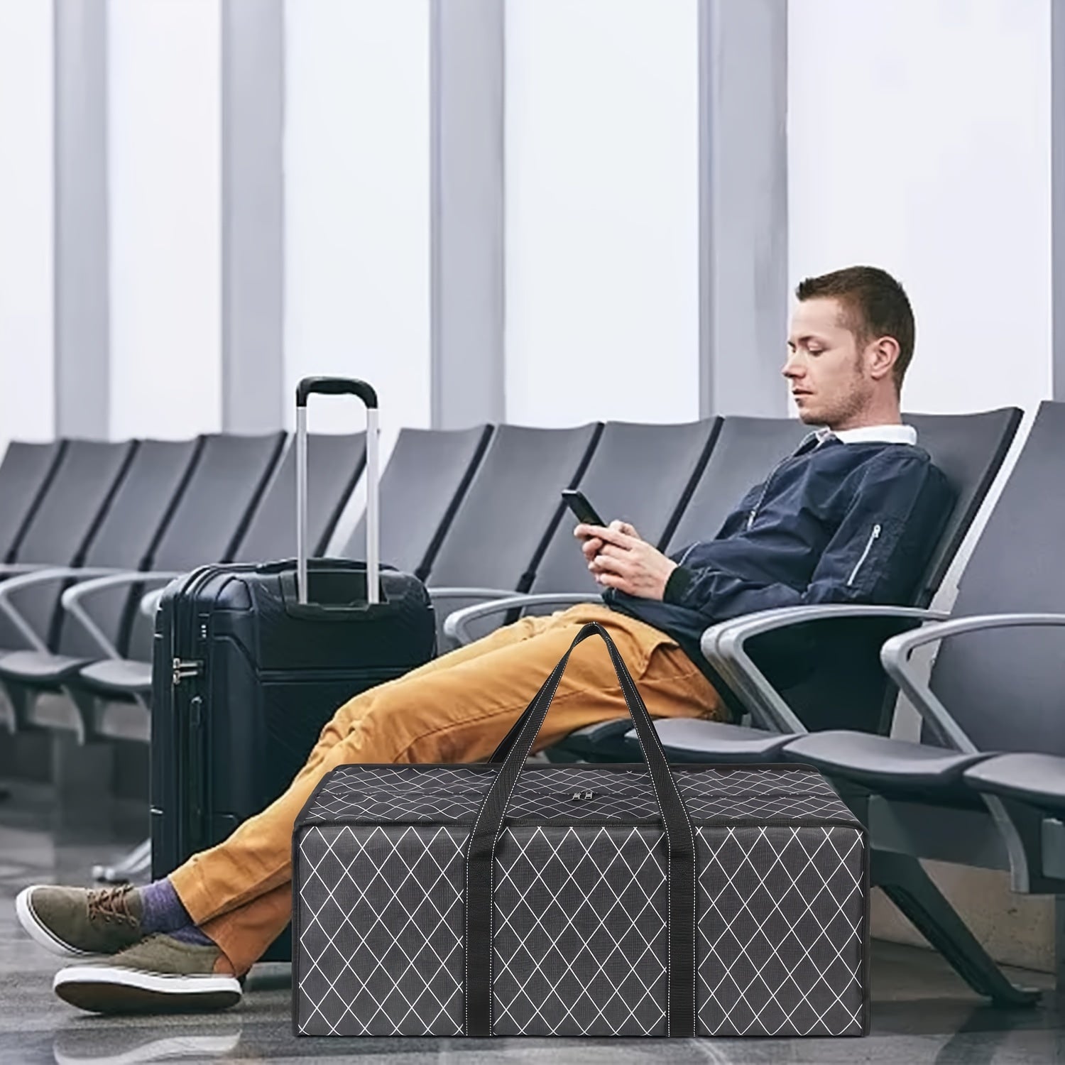 ستة أكياس كبيرة للنقل مع سحابات ومقابض حمل، تخزين قوي، توفير المساحة للتخزين والتنظيم أثناء الانتقال للغرف، المنزل، الخزانة، والدولاب (6 قطع)، صناديق تخزين لتنظيم المنزل.