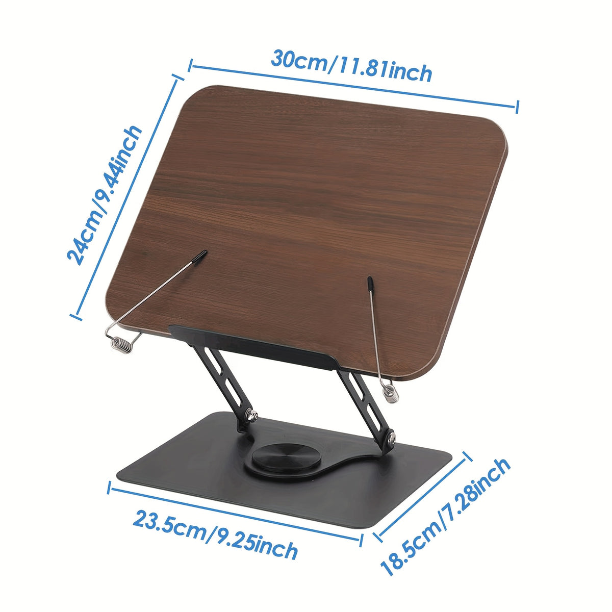 رف كتب للقراءة، رف قابل للتعديل بقاعدة دوارة 360 درجة، تصميم قابل للطي ومشبك مطاطي، حامل عرض متعدد الوظائف للوصفات وكتب الطبخ والمجلات والأجهزة اللوحية والكمبيوتر المحمول