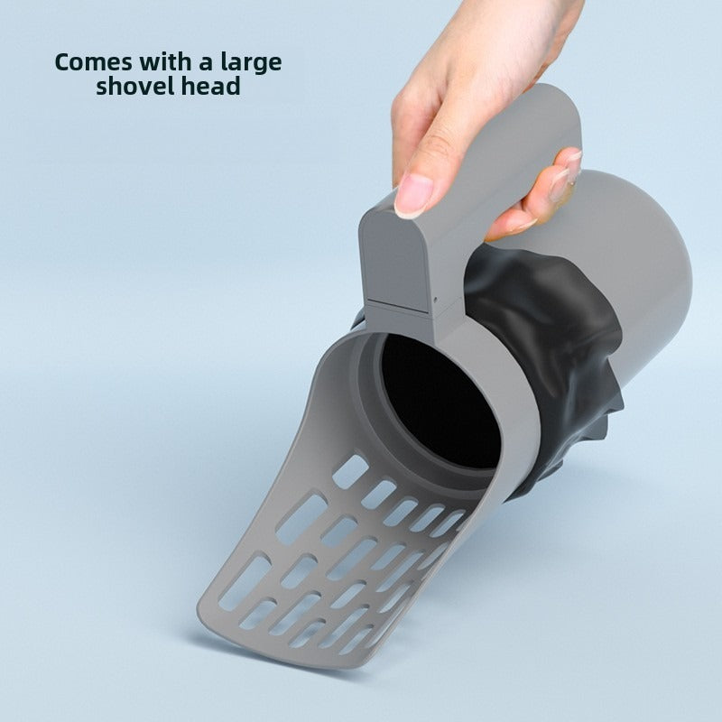 مجرفة فضلات القطط ذات الطبقتين مع رف مدمج للقمامة - أداة متعددة الاستخدامات بتصميم حرفي، سهلة الاستخدام لالتقاط الفضلات والتحكم في الروائح وتنظيفها بدون فوضى | حل أنيق لمشكلة فضلات القطط | مواد سهلة التنظيف