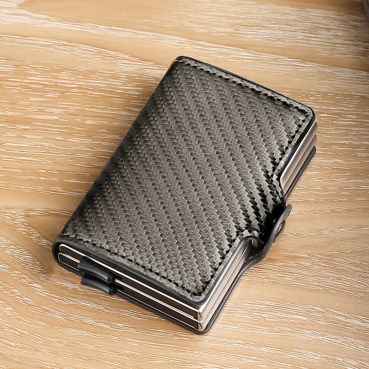 محفظة OBCREATOR مانعة للاتصالات اللاسلكية، حامل بطاقة الهوية ذو سعة كبيرة بطبقة مزدوجة، من الجلد الصناعي والبوليستر، نمط بسيط مع تفاصيل ملونة، غير مضفرة، مثالية للرجال - مثالية لهدايا الكريسماس والهالوين وعيد الشكر