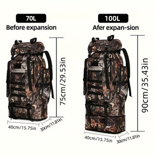 حقيبة ظهر كبيرة السعة 100 لتر - قماش أكسفورد، أحزمة كتف قابلة للتعديل، عدة أقسام متعددة، مثالية للمغامرات الخارجية والتخييم والسفر