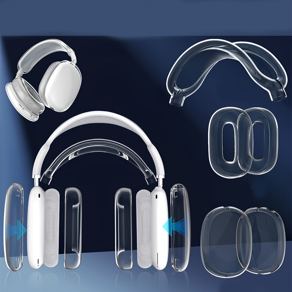 مجموعة 3 قطع من حافظات سماعات TPU الشفافة - حماية رأس السماعة، غطاء الأذن وغطاء السماعة لسماعات for apple for airpods Max - ملحقات سماعات اللاسلكية - هدية مثالية للعطلات وأعياد الميلاد وعيد الحب