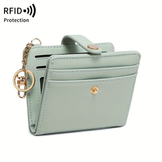 محفظة رفيعة للغاية من MIYIN مع حجب RFID، تصميم مزدوج للبطاقات الائتمانية للنساء - خفيفة الوزن، تصميم مدمج مع مشبك باللون الذهبي ومفتاح، تصميم بسيط، أسود، حامل بطاقات ائتمان | محفظة أنيقة | محفظة صناعية
