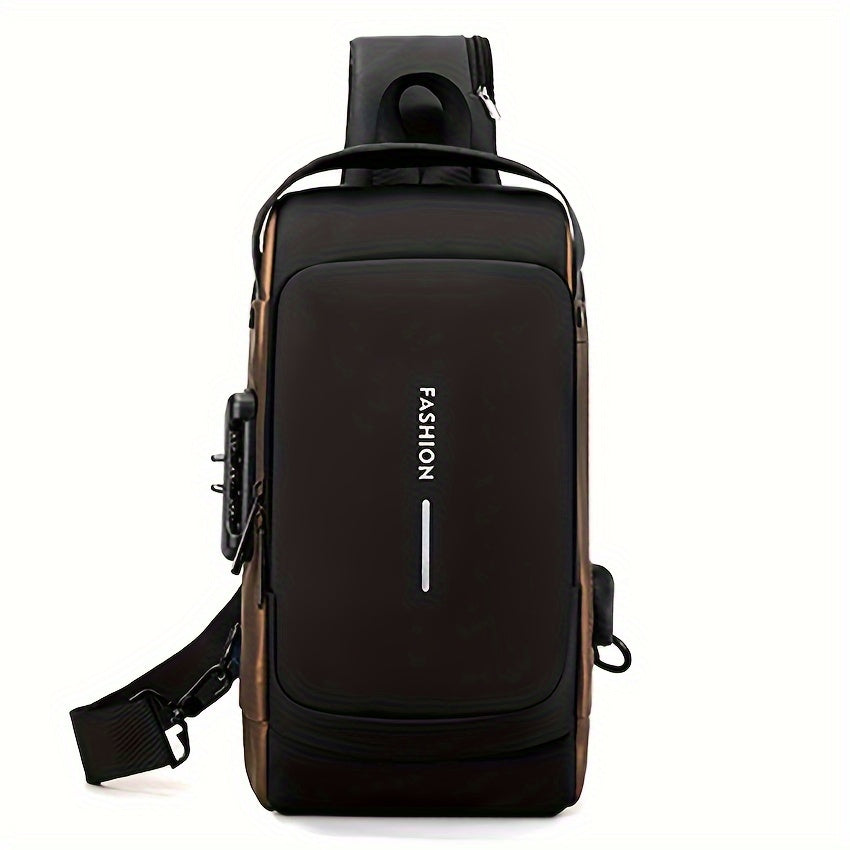 حقيبة صدر نايلون أنيقة للرجال مع قفل بكلمة مرور - كاجوال، إغلاق بسحاب، مثالية للخروجات، حقيبة كروسبودي، اتجاه الموضة