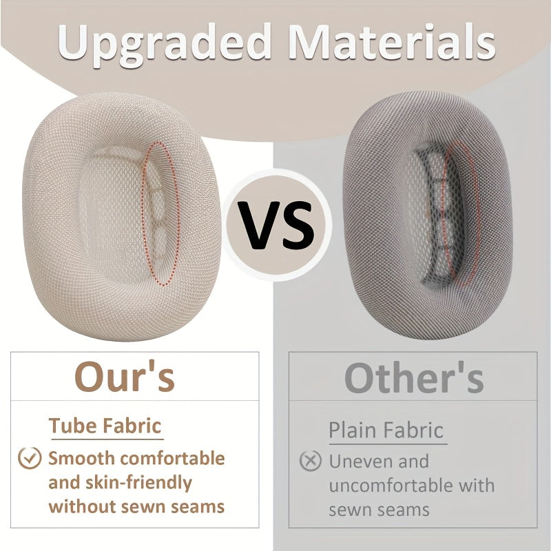 وسادات الأذن المطورة لسماعات for airpods Max 2 مع قماش شبكي قابل للتنفس، جل سيليكون صوتي وناعم من الفوم الذاكري (2024 Starlight, Orange, Purple, Blue, Midnight)، جميلة قريبة من الأصل