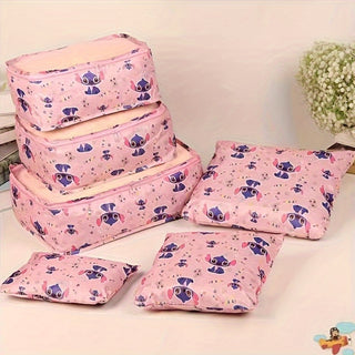 6 قطع/ طقم مكعبات تعبئة السفر، مكعبات تعبئة السفر، طقم تخزين الملابس، منظّم متعدد الوظائف للأمتعة، مع أكياس الملابس والأحذية - توفير مساحة متكامل