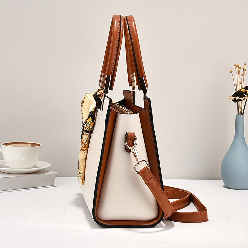 مجموعة حقيبة يد نسائية عالية الجودة مع نمط التمساح، حقيبة كروسبودي أنيقة للأمهات في منتصف العمر، سعة كبيرة وتصميم أنيق.