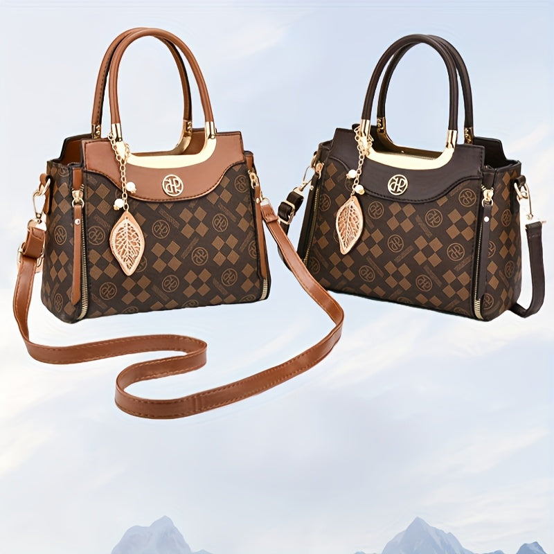 حقيبة نسائية فاخرة - حقيبة متعددة الاستخدامات مع حزام كتف قابل للفصل، إغلاق بسحاب، وتماثيل، مصنوعة من مادة PVC باللون البيج، مثالية لجميع الفصول