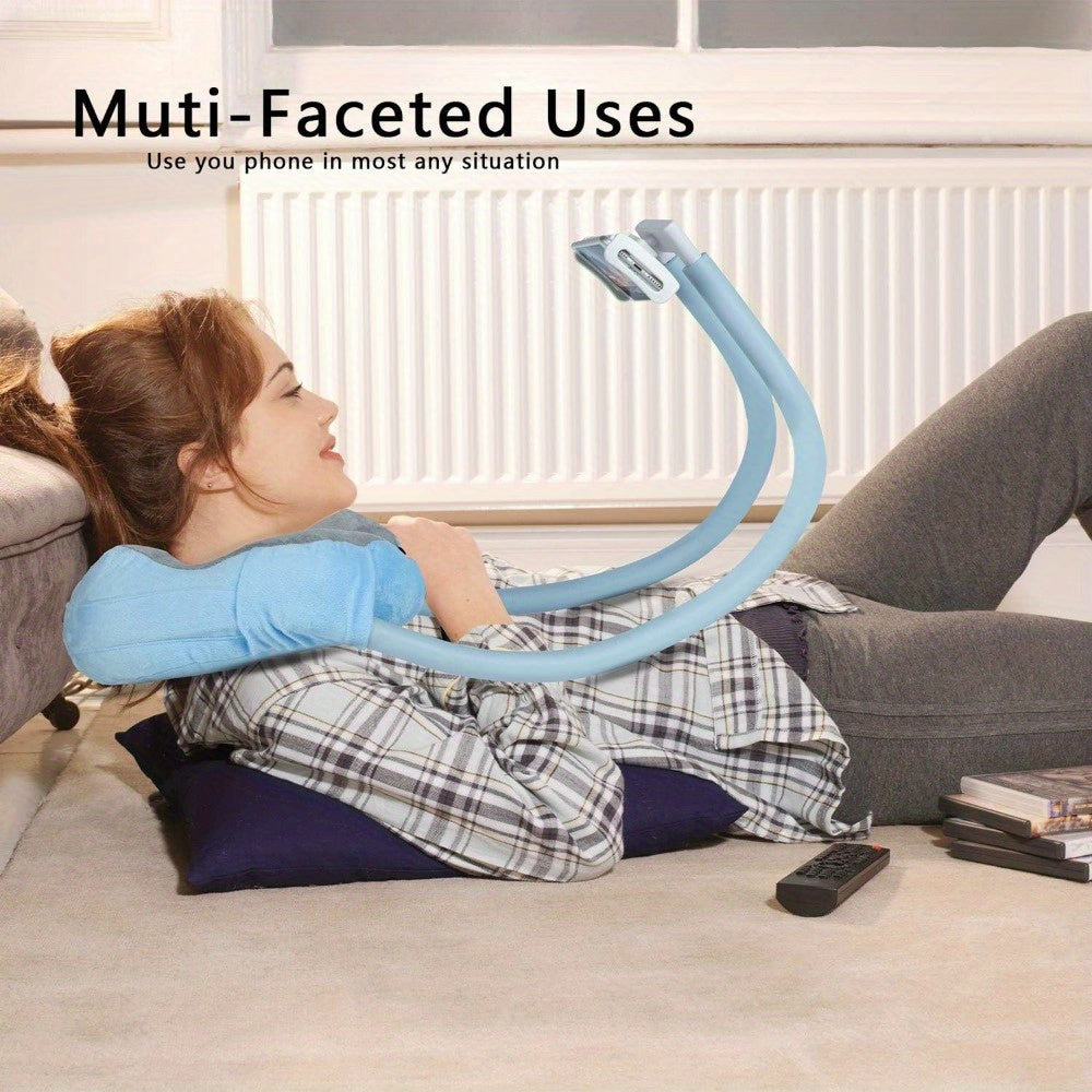حامل هاتف ووسادة مريحة بإطار حديدي - قاعدة ثنائية للهواتف والأجهزة اللوحية للمنزل والسفر والخارج - قبضة مريحة، استقرار ودعم متين