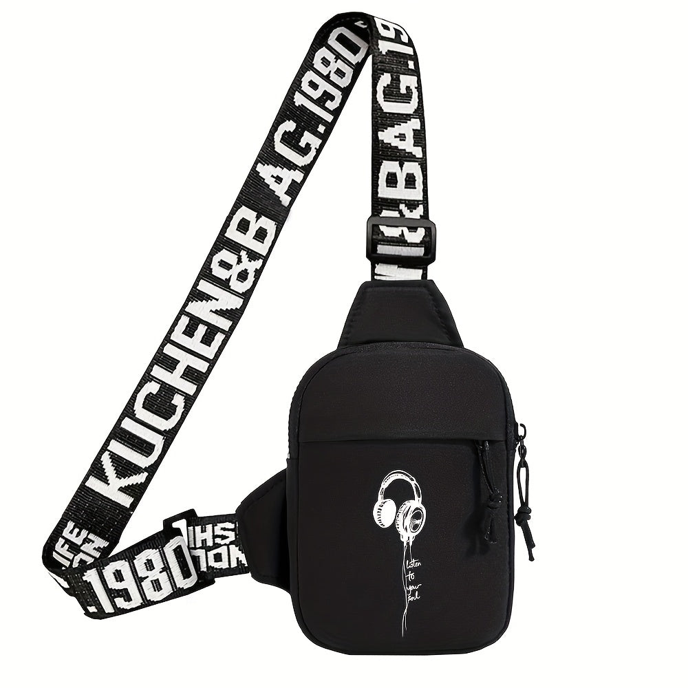 سماعات رأس جديدة أنيقة مع طبعات، حقيبة صدر وخصر للأولاد، حقيبة أكسفورد صغيرة للراحة، متعددة الاستخدامات للتنقل، وحقيبة كتف للهواتف المحمولة.