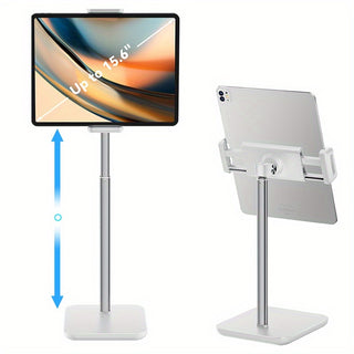 حامل لوحي من الألومنيوم بزاوية 360 درجة - قاعدة سوداء متينة بسطح ناعم، مثالية لمشاهدة الفيديوهات والقراءة والمزيد، حامل لوحي|حامل لوحي حديث|تصميم متين، حامل لوحي